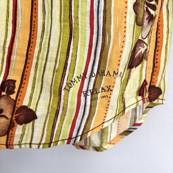 Tommy Bahama Relax Long Sleeve Green Yellow Linen Button Down Shirt Men’s Medium - Picture 4 of 11